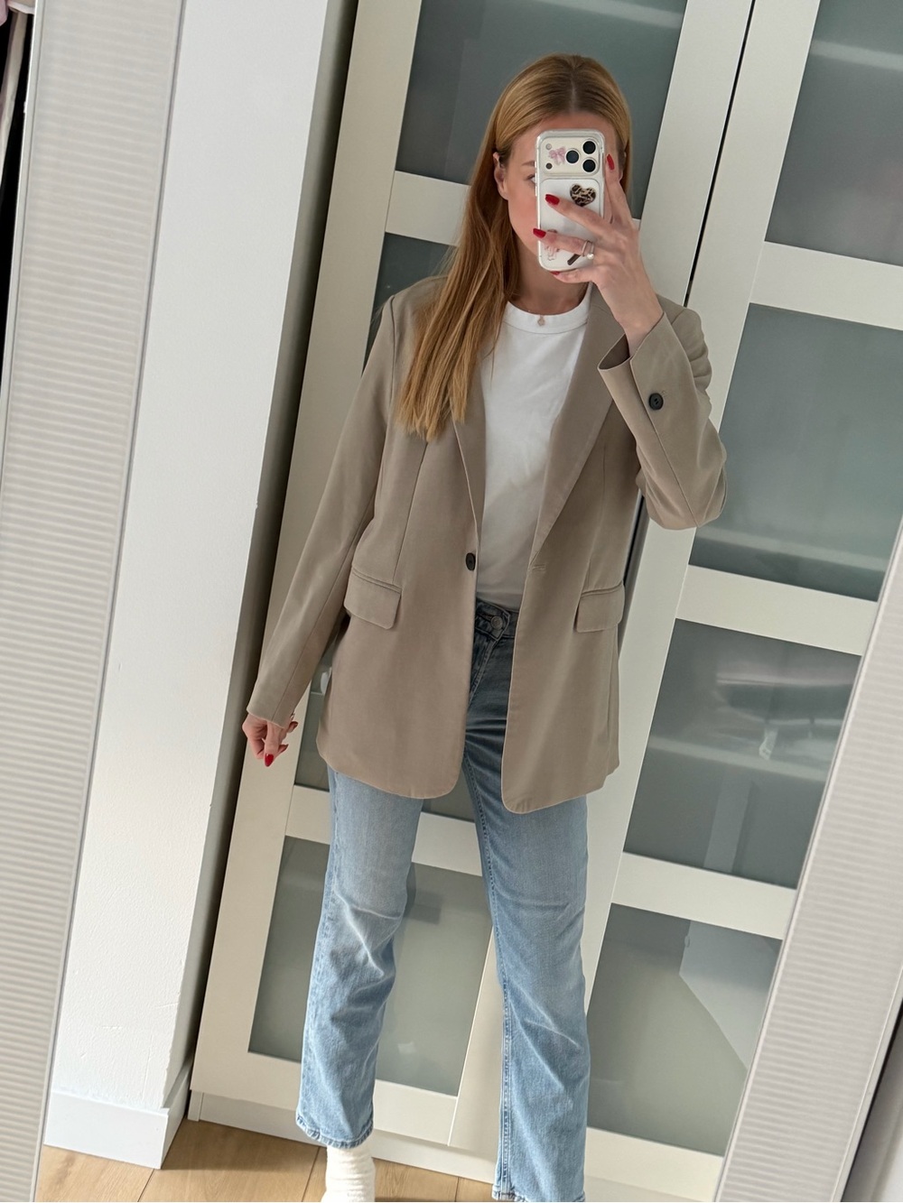 H&M Taupe Single-Button Blazer Jacket